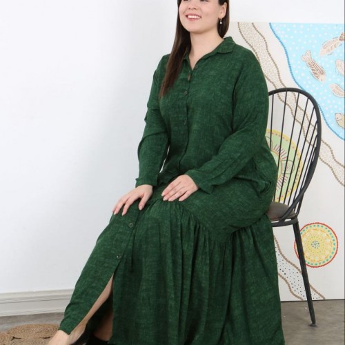 221936 TOPTAN YEŞİL ELBİSE toptan bayan giyim