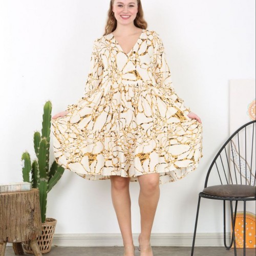 221943 TOPTAN DESENLİ ELBİSE toptan bayan giyim