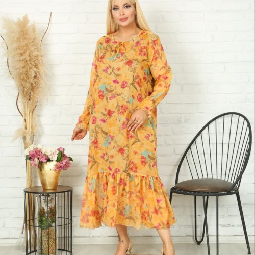 221979 TOPTAN DESENLİ ELBİSE toptan bayan giyim