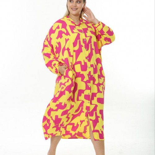 221983 TOPTAN DESENLİ ELBİSE toptan bayan giyim