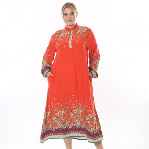 221987 TOPTAN ORANGE ELBİSE toptan bayan giyim