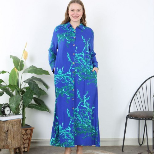 222002 TOPTAN DESENLİ ELBİSE toptan bayan giyim