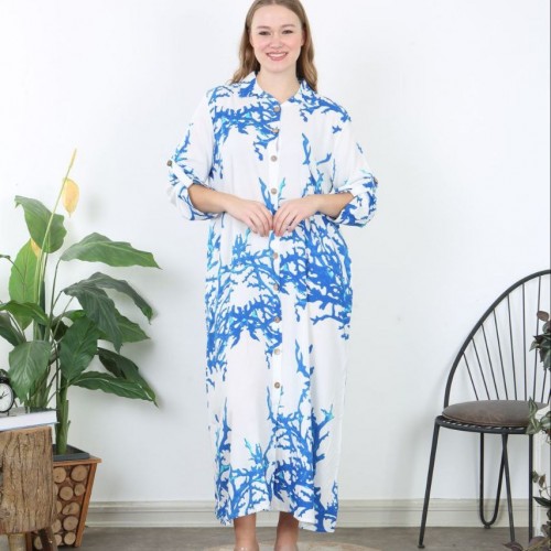 222003 TOPTAN DESENLİ ELBİSE toptan bayan giyim