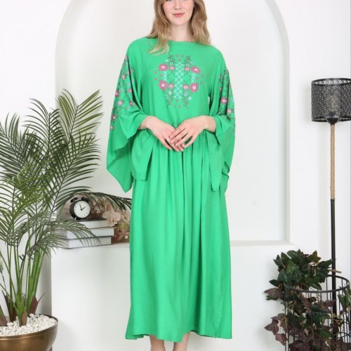 222008 TOPTAN YEŞİL ELBİSE toptan bayan giyim