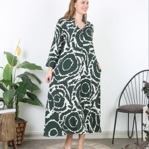 222032 TOPTAN DESENLİ ELBİSE toptan bayan giyim