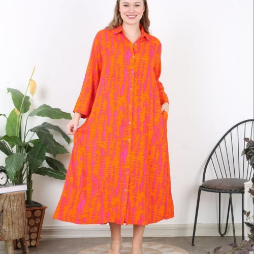 222033 TOPTAN DESENLİ ELBİSE toptan bayan giyim