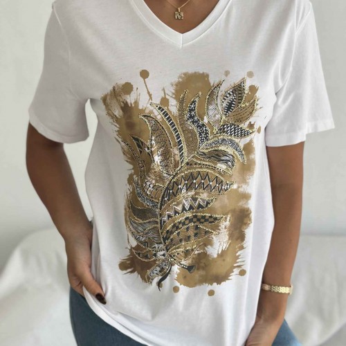 222091 TOPTAN BEYAZ TSHIRT toptan bayan giyim