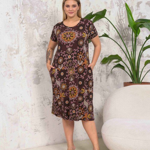 222283 TOPTAN DESENLİ ELBİSE toptan bayan giyim