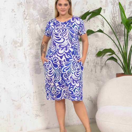 222284 TOPTAN DESENLİ ELBİSE toptan bayan giyim