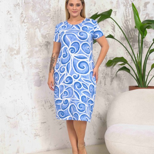 222285 TOPTAN DESENLİ ELBİSE toptan bayan giyim