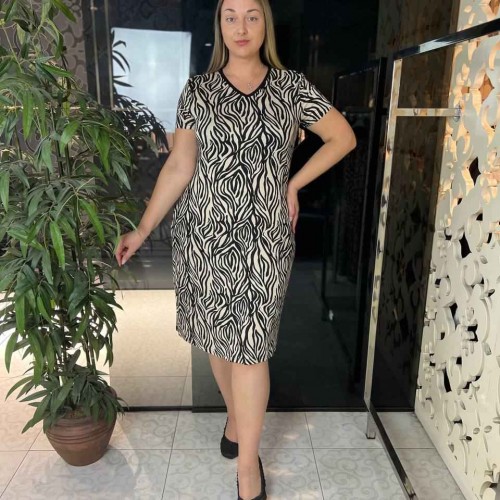 222290 TOPTAN DESENLİ ELBİSE toptan bayan giyim