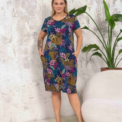 222292 TOPTAN DESENLİ ELBİSE toptan bayan giyim