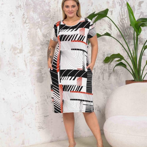 222296 TOPTAN DESENLİ ELBİSE toptan bayan giyim