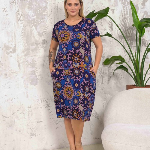 222300 TOPTAN DESENLİ ELBİSE toptan bayan giyim