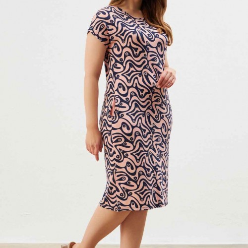 222318 TOPTAN DESENLİ ELBİSE toptan bayan giyim