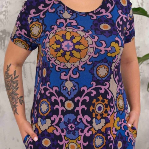 222320 TOPTAN DESENLİ ELBİSE toptan bayan giyim