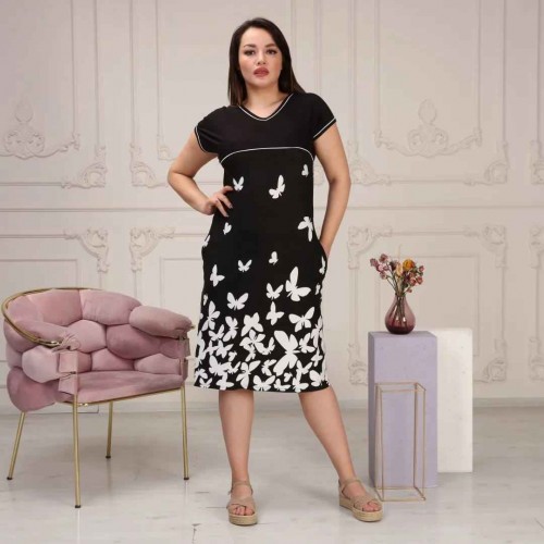 222321 TOPTAN DESENLİ ELBİSE toptan bayan giyim