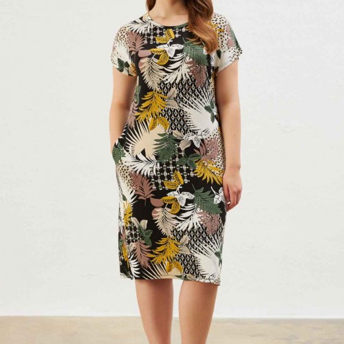 222325 TOPTAN DESENLİ ELBİSE toptan bayan giyim