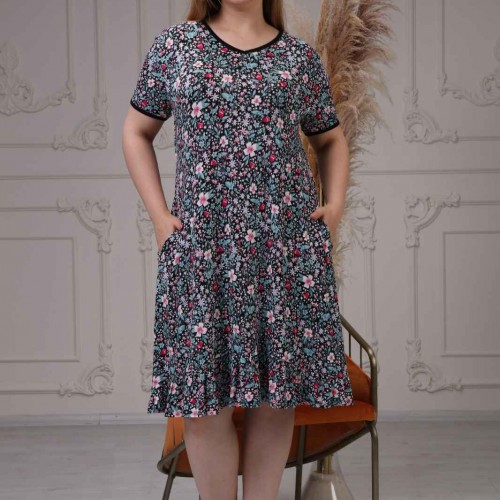 222328 TOPTAN DESENLİ ELBİSE toptan bayan giyim