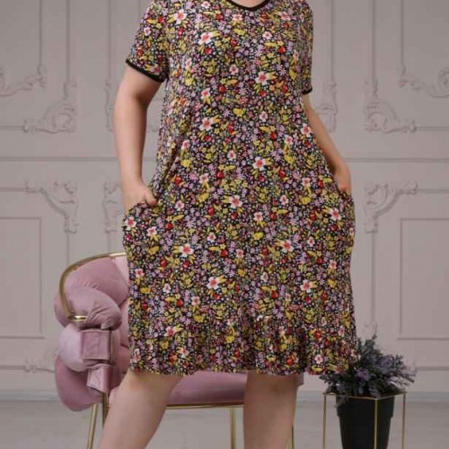 222329 TOPTAN DESENLİ ELBİSE toptan bayan giyim