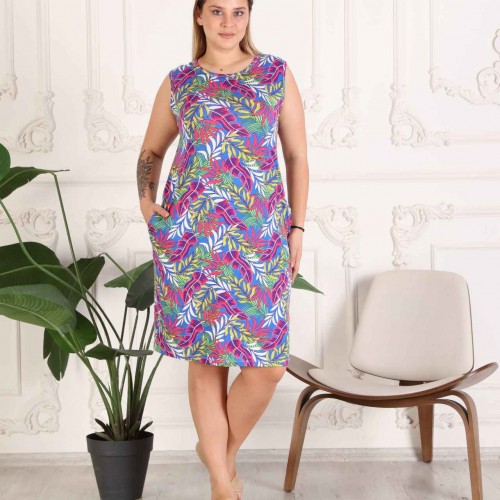 222342 TOPTAN DESENLİ ELBİSE toptan bayan giyim