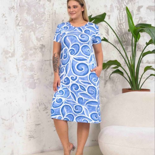 222347 TOPTAN DESENLİ ELBİSE toptan bayan giyim