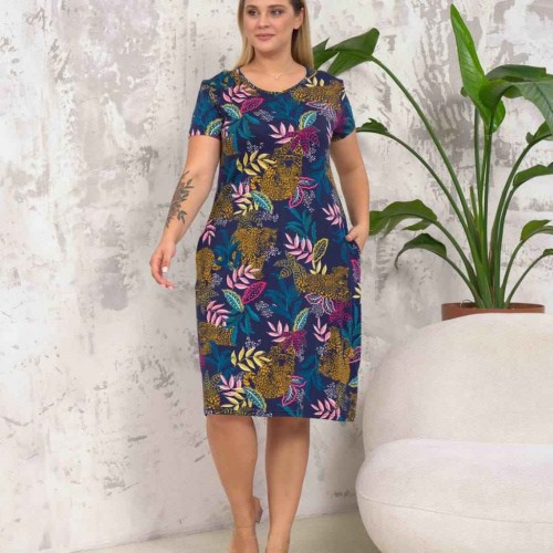 222348 TOPTAN DESENLİ ELBİSE toptan bayan giyim