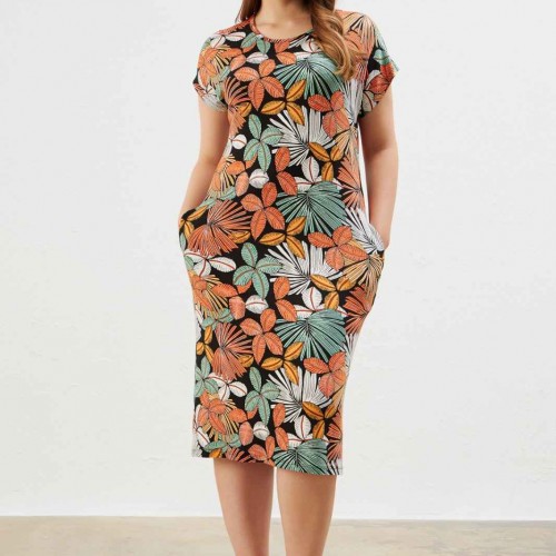 222349 TOPTAN DESENLİ ELBİSE toptan bayan giyim