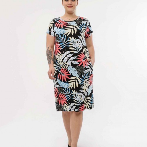 222350 TOPTAN DESENLİ ELBİSE toptan bayan giyim