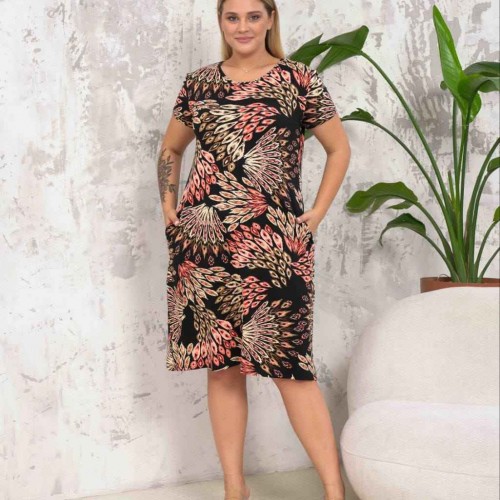 222351 TOPTAN DESENLİ ELBİSE toptan bayan giyim