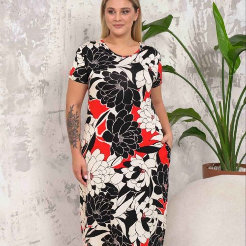 222353 TOPTAN DESENLİ ELBİSE toptan bayan giyim