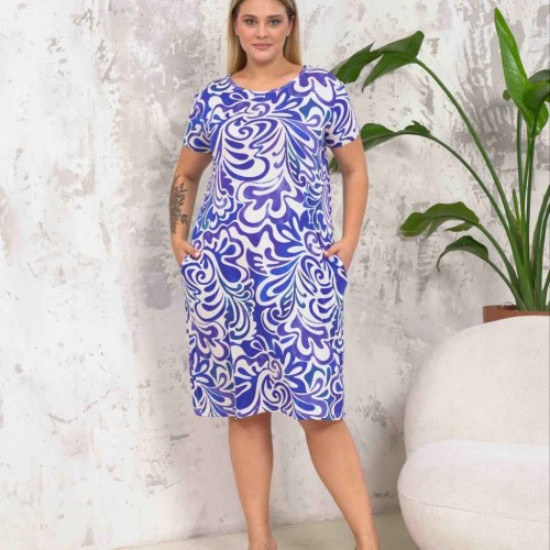 222368 TOPTAN DESENLİ ELBİSE toptan bayan giyim