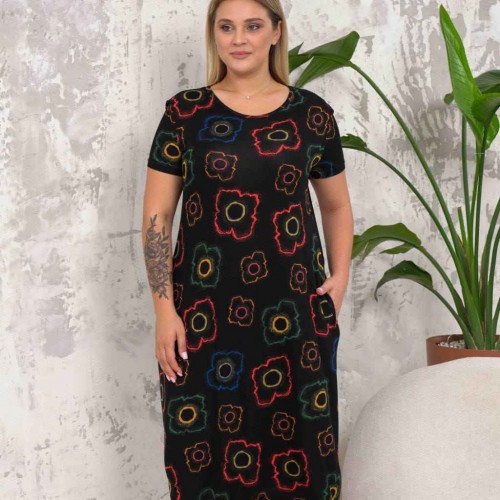 222369 TOPTAN DESENLİ ELBİSE toptan bayan giyim