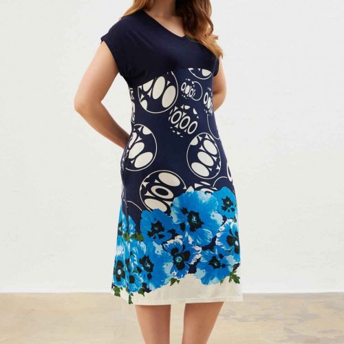 222372 TOPTAN DESENLİ ELBİSE toptan bayan giyim