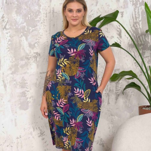 222380 TOPTAN DESENLİ ELBİSE toptan bayan giyim