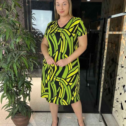 222386 TOPTAN DESENLİ ELBİSE toptan bayan giyim