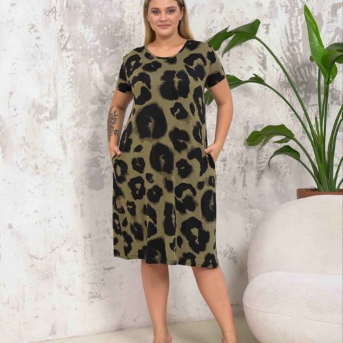 222387 TOPTAN DESENLİ ELBİSE toptan bayan giyim