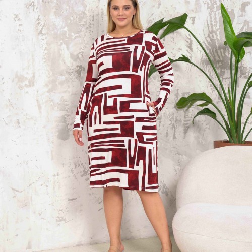 222391 TOPTAN DESENLİ ELBİSE toptan bayan giyim