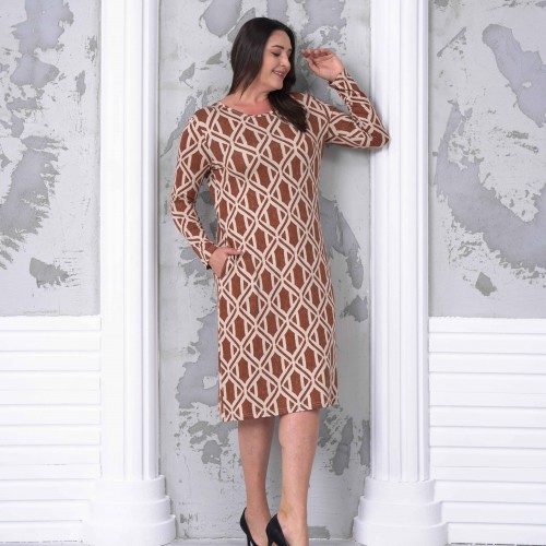 222395 TOPTAN DESENLİ ELBİSE toptan bayan giyim