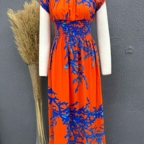 222693 TOPTAN DESENLİ ELBİSE toptan bayan giyim