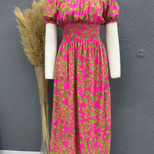 222695 TOPTAN DESENLİ ELBİSE toptan bayan giyim