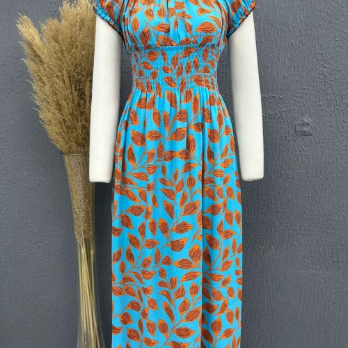 222696 TOPTAN DESENLİ ELBİSE toptan bayan giyim