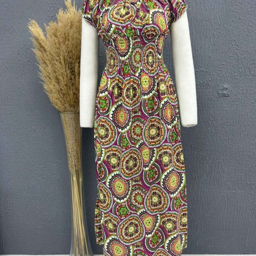 222707 TOPTAN DESENLİ ELBİSE toptan bayan giyim