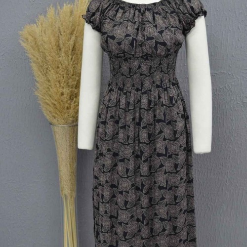 222719 TOPTAN DESENLİ ELBİSE toptan bayan giyim