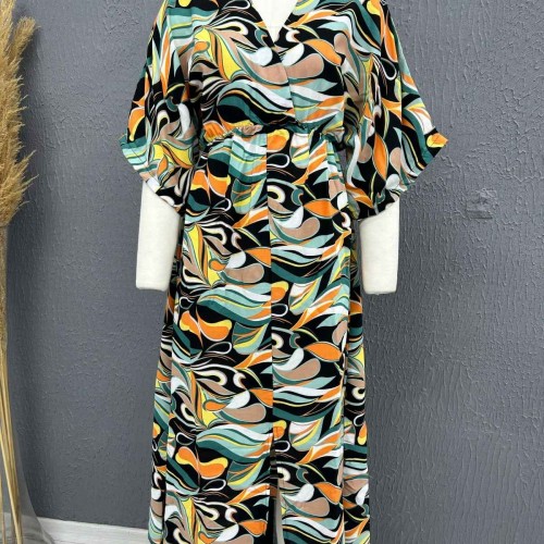 222735 TOPTAN DESENLİ ELBİSE toptan bayan giyim