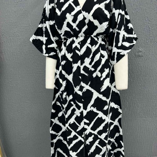 222737 TOPTAN DESENLİ ELBİSE toptan bayan giyim