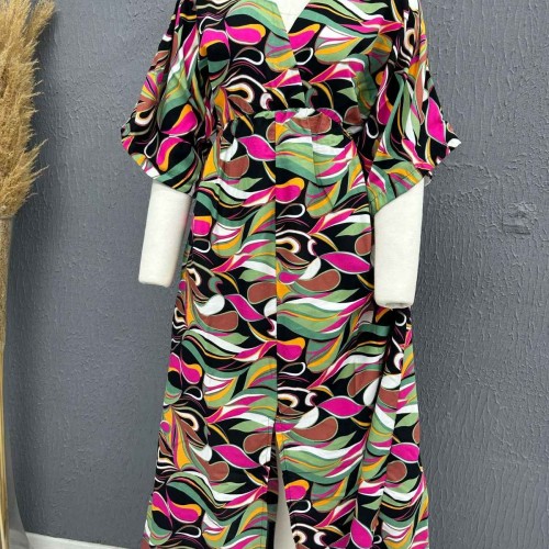 222741 TOPTAN DESENLİ ELBİSE toptan bayan giyim