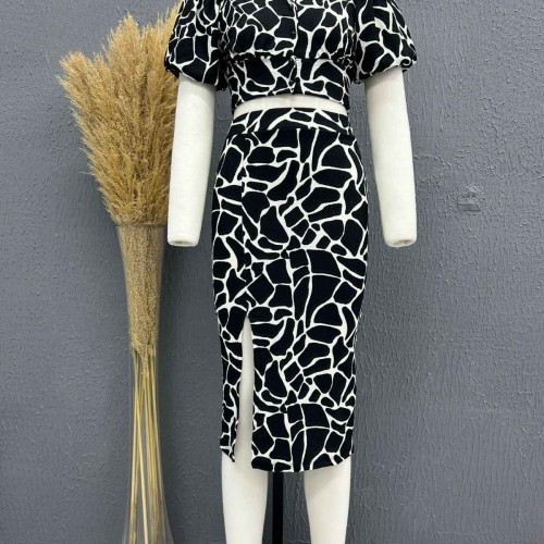 222756 TOPTAN DESENLİ ETEK TAKIM toptan bayan giyim