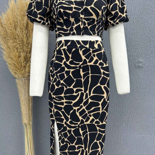 222760 TOPTAN DESENLİ ETEK TAKIM toptan bayan giyim