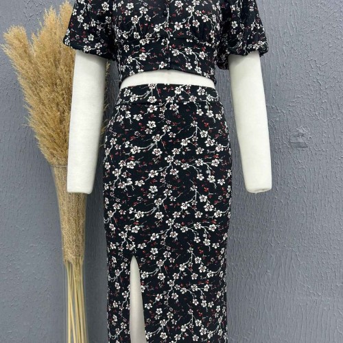 222761 TOPTAN DESENLİ ETEK TAKIM toptan bayan giyim